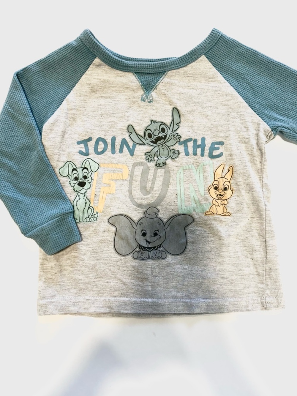 Disney baby 'Join the Fun' Raglan Long Sleeve Top - Blue/Gray